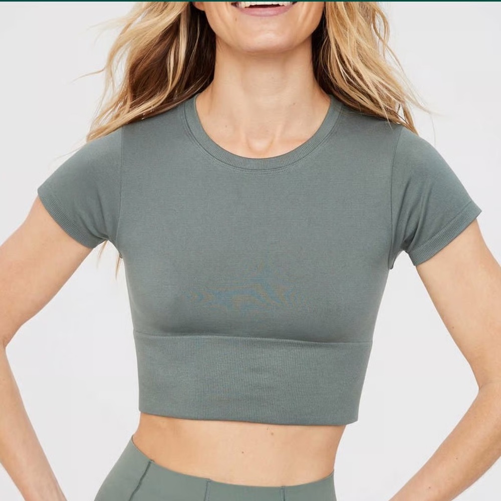 OFFLINE By Aerie Sidewalk Seamless Cropped Workout Top